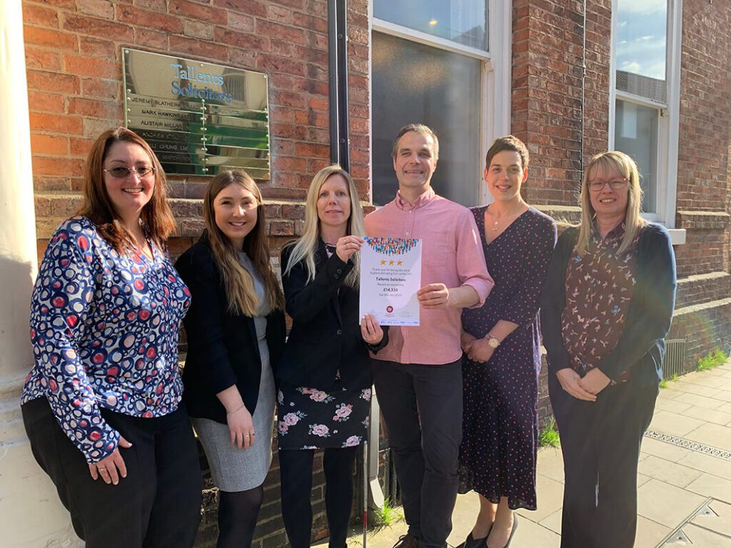 Tallents Solicitors were the third highest fundraiser for Will Aid in 2019