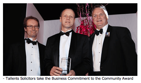 Tallents Solicitors accepts the Business Commitment to the Community Award 2012