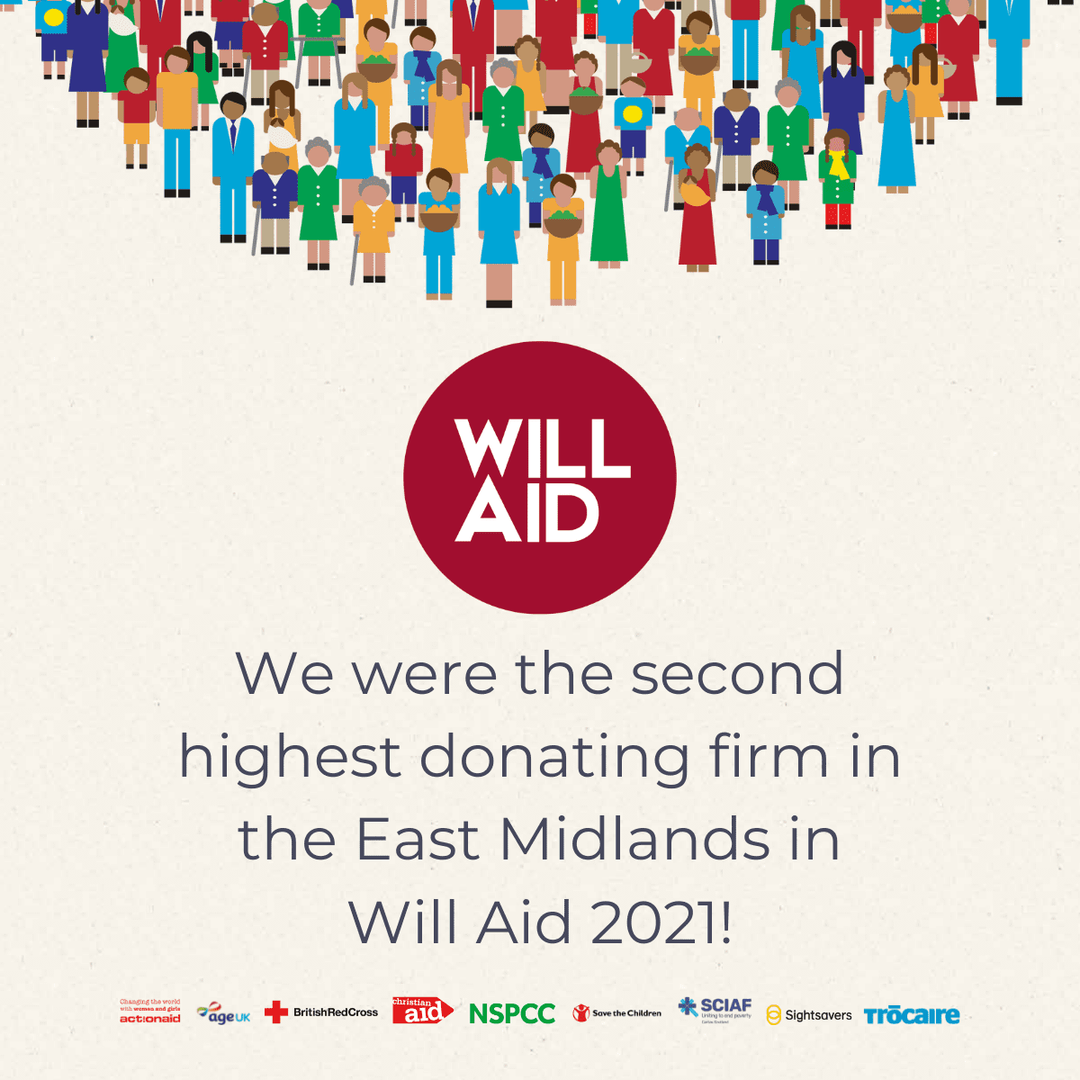 Tallents Solicitors were the second highest donating firm in the East Midlands for Will Aid 2021