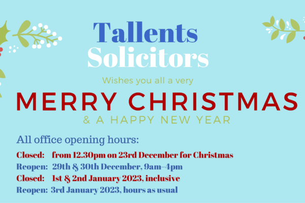 Christmas Opening Hours for Tallents Solicitors in Newark, Southwell and Mansfield