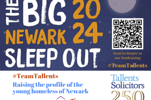 TeamTallents will be joining the Big Newark Sleep Out on Friday 8 March 2024