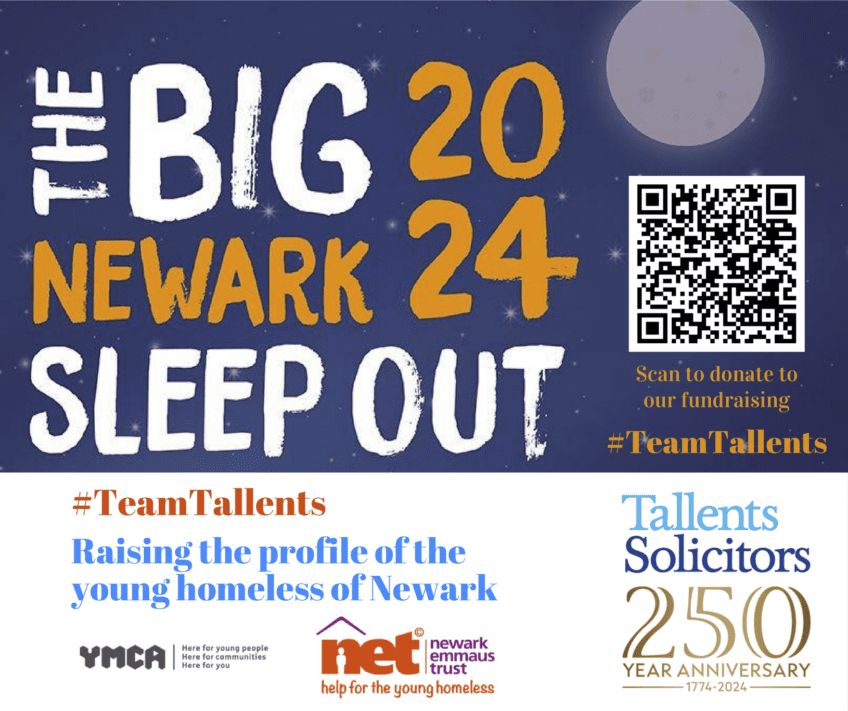 TeamTallents will be joining the Big Newark Sleep Out on Friday 8 March 2024
