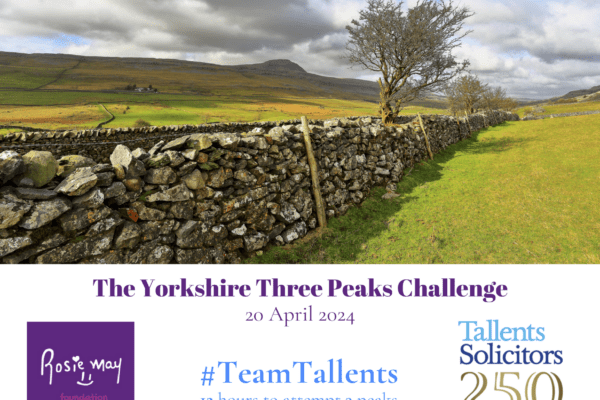 TeamTallents will be taking on the Yorkshire Three Peaks Challenge in aid of the Rosie May Foundation