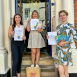 Emma Bell, Sara Bullimore and Olivia McNab launch book donation drive for Newark Book Festival