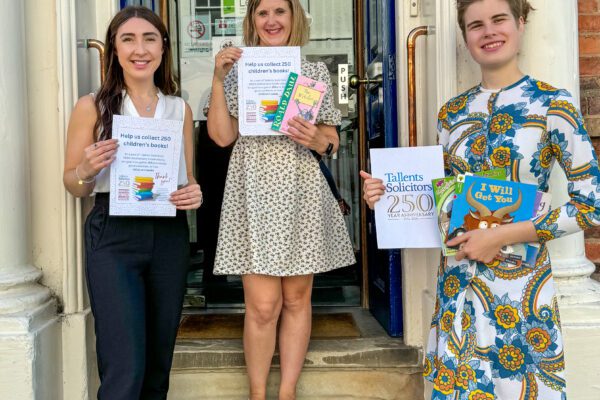 Emma Bell, Sara Bullimore and Olivia McNab launch book donation drive for Newark Book Festival