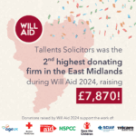 Tallents Solicitors is second highest fundraising parter for Will Aid in the East Midlands