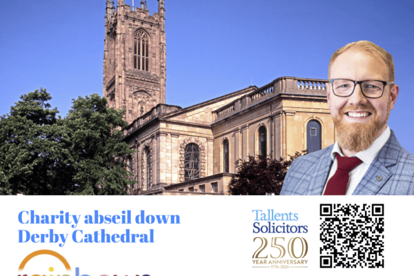 Charity abseil by Mat Derbyshire of Tallents Solicitors for Rainbows Hospice.
