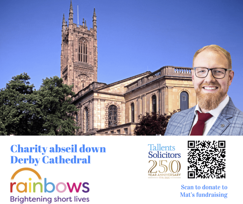 Charity abseil by Mat Derbyshire of Tallents Solicitors for Rainbows Hospice.